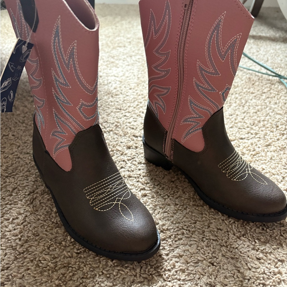 Pink and Brown Western Boots